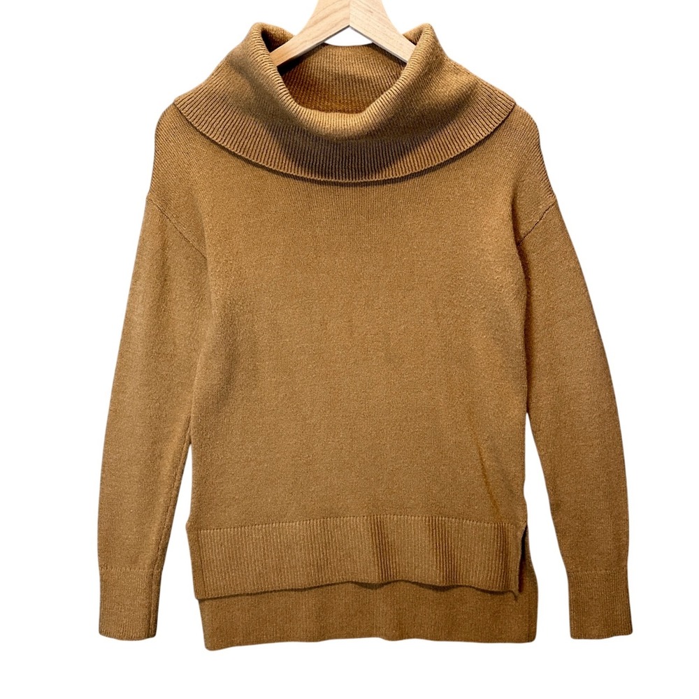 Banana Republic Cowl Neck Sweater XS Brown High Low Hem Casual Chic Cozy